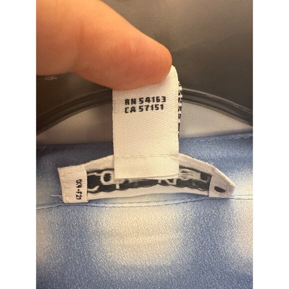 Calvin Klein Blue White Check Blouse Long Sleeve Button Front Women’s XL - Picture 5 of 10